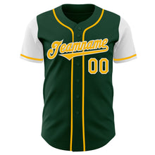 Load image into Gallery viewer, Custom Green Gold-White Authentic Two Tone Baseball Jersey
