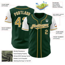 Load image into Gallery viewer, Custom Green Old Gold-White Authentic Two Tone Baseball Jersey
