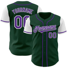 Load image into Gallery viewer, Custom Green Purple-White Authentic Two Tone Baseball Jersey
