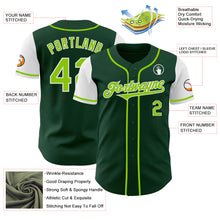 Load image into Gallery viewer, Custom Green Neon Green-White Authentic Two Tone Baseball Jersey
