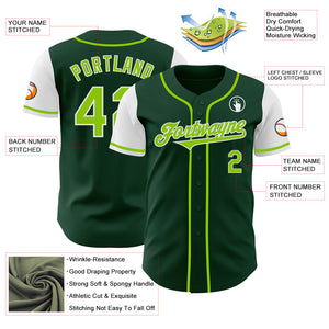 Custom Green Neon Green-White Authentic Two Tone Baseball Jersey