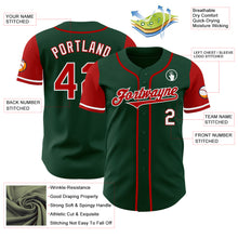 Load image into Gallery viewer, Custom Green Red-White Authentic Two Tone Baseball Jersey
