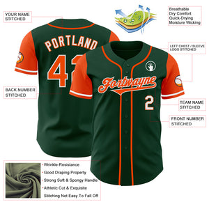 Custom Green Orange-White Authentic Two Tone Baseball Jersey