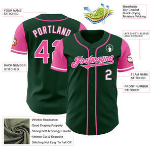 Custom Green Pink-White Authentic Two Tone Baseball Jersey