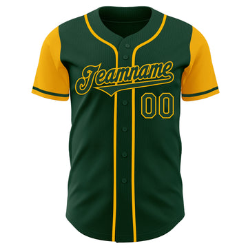 Custom Green Gold Authentic Two Tone Baseball Jersey