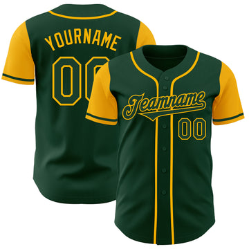 Custom Green Gold Authentic Two Tone Baseball Jersey