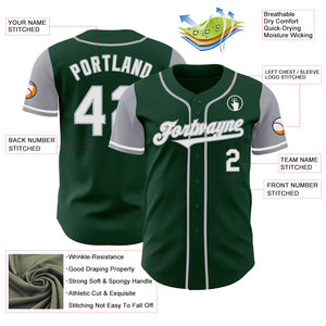 Custom Green White-Gray Authentic Two Tone Baseball Jersey