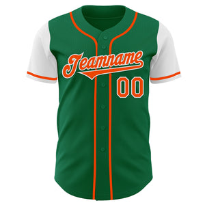 Custom Kelly Green Orange-White Authentic Two Tone Baseball Jersey