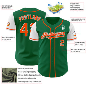 Custom Kelly Green Orange-White Authentic Two Tone Baseball Jersey