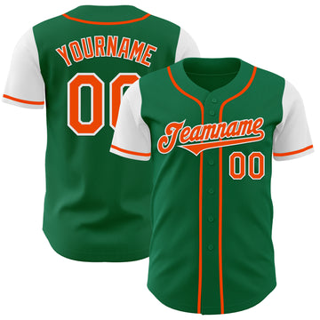 Custom Kelly Green Orange-White Authentic Two Tone Baseball Jersey