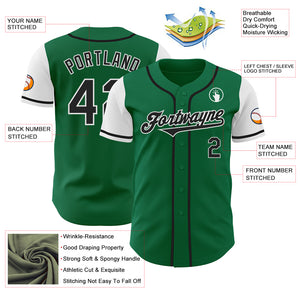 Custom Kelly Green Black-White Authentic Two Tone Baseball Jersey