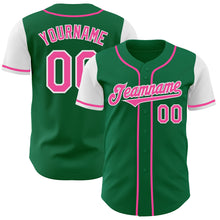 Load image into Gallery viewer, Custom Kelly Green Pink-White Authentic Two Tone Baseball Jersey
