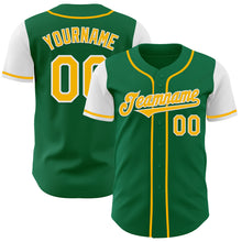 Load image into Gallery viewer, Custom Kelly Green Gold-White Authentic Two Tone Baseball Jersey
