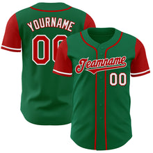 Load image into Gallery viewer, Custom Kelly Green Red-White Authentic Two Tone Baseball Jersey
