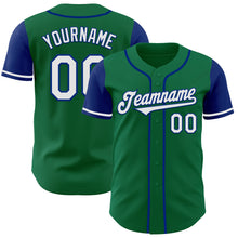 Load image into Gallery viewer, Custom Kelly Green White-Royal Authentic Two Tone Baseball Jersey
