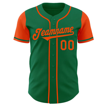 Custom Kelly Green Orange Authentic Two Tone Baseball Jersey