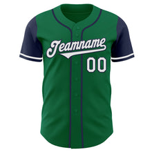 Load image into Gallery viewer, Custom Kelly Green White-Navy Authentic Two Tone Baseball Jersey
