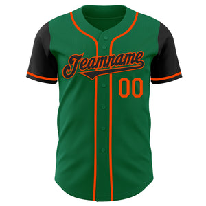 Custom Kelly Green Black-Orange Authentic Two Tone Baseball Jersey