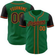 Laden Sie das Bild in den Galerie-Viewer, Custom Kelly Green Black-Orange Authentic Two Tone Baseball Jersey
