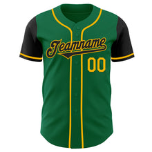 Load image into Gallery viewer, Custom Kelly Green Black-Gold Authentic Two Tone Baseball Jersey
