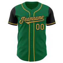 Load image into Gallery viewer, Custom Kelly Green Old Gold-Black Authentic Two Tone Baseball Jersey
