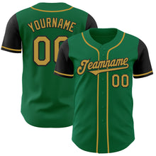 Load image into Gallery viewer, Custom Kelly Green Old Gold-Black Authentic Two Tone Baseball Jersey
