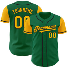 Load image into Gallery viewer, Custom Kelly Green Gold-Black Authentic Two Tone Baseball Jersey
