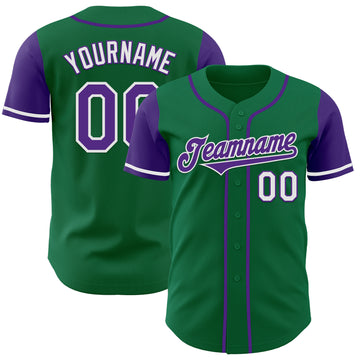 Custom Kelly Green Purple-White Authentic Two Tone Baseball Jersey