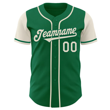 Custom Kelly Green Cream Authentic Two Tone Baseball Jersey