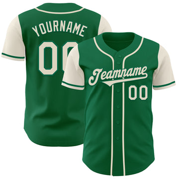 Custom Kelly Green Cream Authentic Two Tone Baseball Jersey