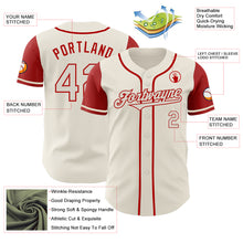 Load image into Gallery viewer, Custom Cream Red Authentic Two Tone Baseball Jersey
