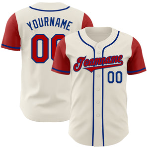 Custom Cream Red-Royal Authentic Two Tone Baseball Jersey