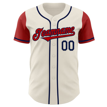 Custom Cream Red-Navy Authentic Two Tone Baseball Jersey