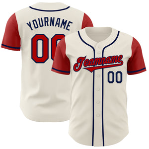 Custom Cream Red-Navy Authentic Two Tone Baseball Jersey