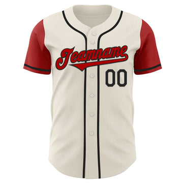 Custom Cream Red-Black Authentic Two Tone Baseball Jersey