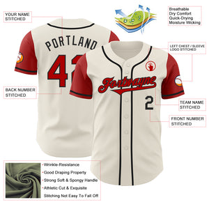 Custom Cream Red-Black Authentic Two Tone Baseball Jersey