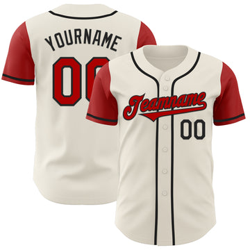 Custom Cream Red-Black Authentic Two Tone Baseball Jersey