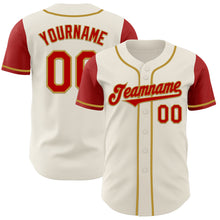 Загрузить изображение в средство просмотра галереи, Custom Cream Red-Old Gold Authentic Two Tone Baseball Jersey
