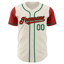 Загрузить изображение в средство просмотра галереи, Custom Cream Red-Kelly Green Authentic Two Tone Baseball Jersey
