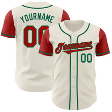 Загрузить изображение в средство просмотра галереи, Custom Cream Red-Kelly Green Authentic Two Tone Baseball Jersey
