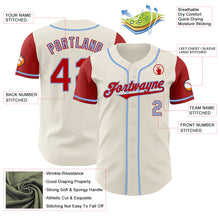 Load image into Gallery viewer, Custom Cream Red-Light Blue Authentic Two Tone Baseball Jersey
