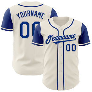 Custom Cream Royal Authentic Two Tone Baseball Jersey