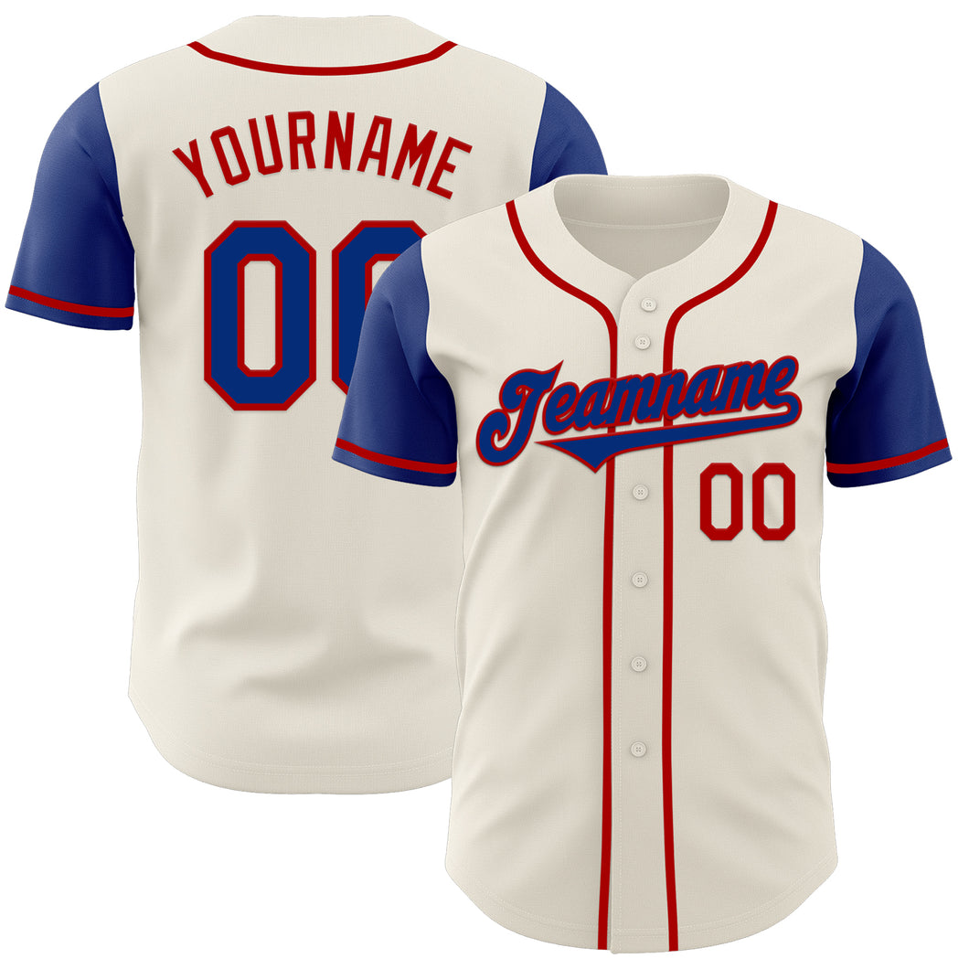 Custom Cream Royal-Red Authentic Two Tone Baseball Jersey