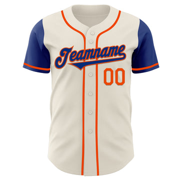 Custom Cream Royal-Orange Authentic Two Tone Baseball Jersey