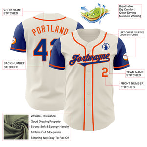 Custom Cream Royal-Orange Authentic Two Tone Baseball Jersey