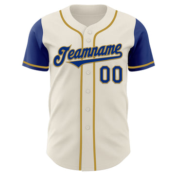 Custom Cream Royal-Old Gold Authentic Two Tone Baseball Jersey