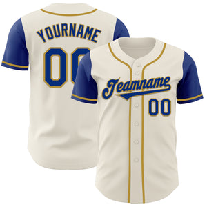 Custom Cream Royal-Old Gold Authentic Two Tone Baseball Jersey