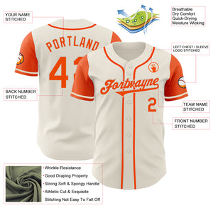 Custom Cream Orange Authentic Two Tone Baseball Jersey