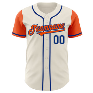 Custom Cream Orange-Royal Authentic Two Tone Baseball Jersey