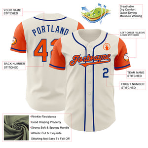 Custom Cream Orange-Royal Authentic Two Tone Baseball Jersey